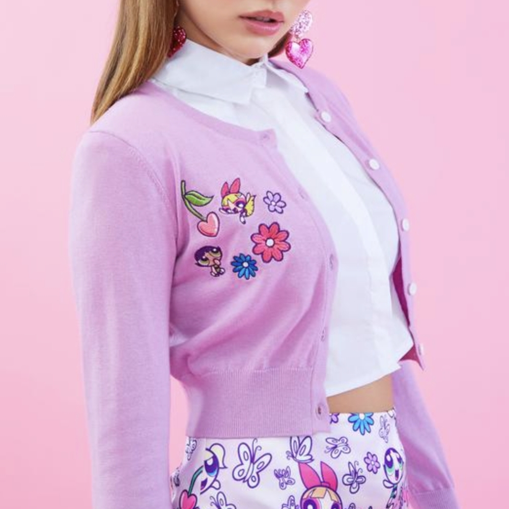 NEW Dolls Kill The Powerpuff Girls Plus Little Angels Embroidered Cardigan L/XL
